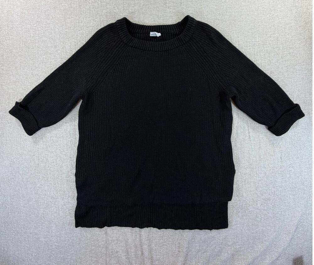 Mote Womens Size S Black Ribbed Knit Crewneck Long Sleeve Hi Lo Pullover Sweater